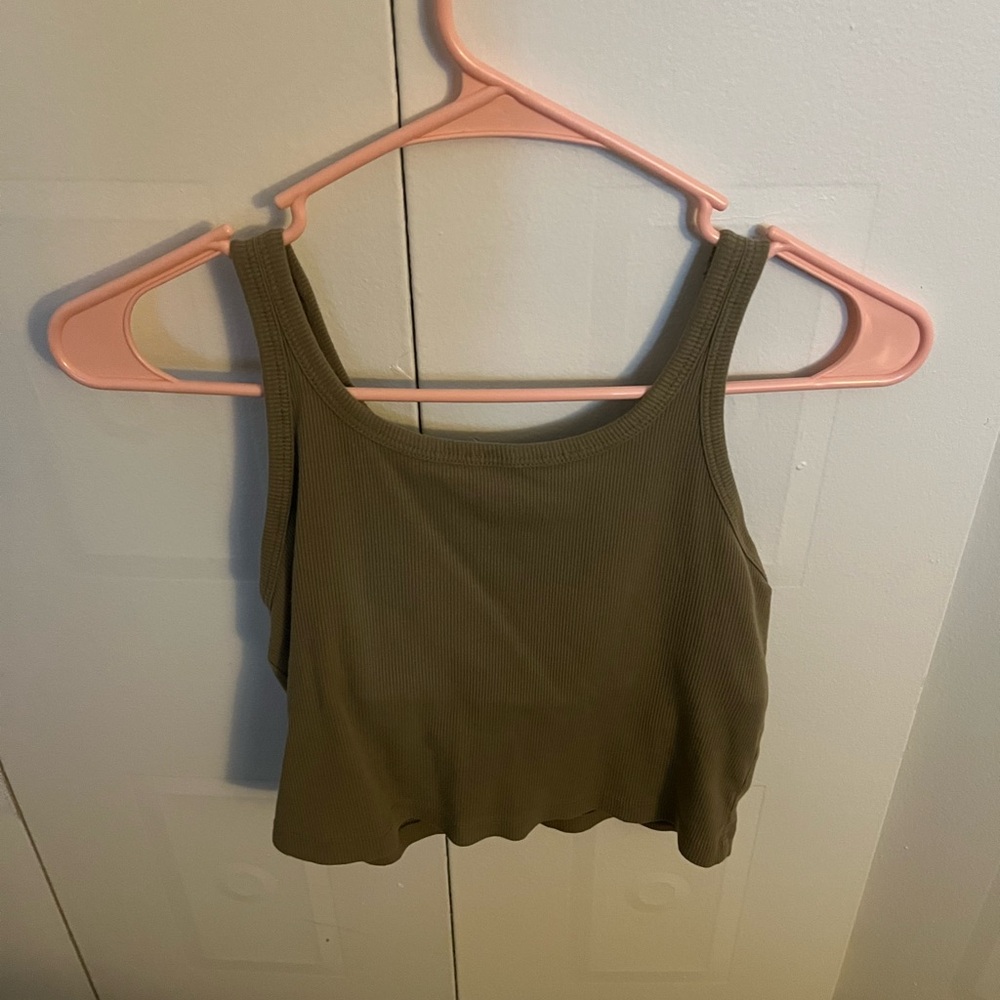 Pink brand Olive Green Ribbed Crop Top